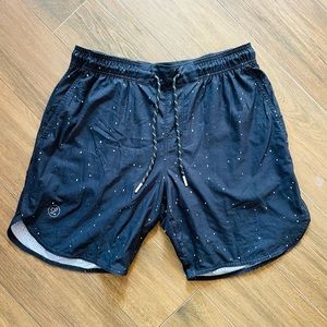 Legends Luka Shorts, Black Splatter, Medium 7” with Liner